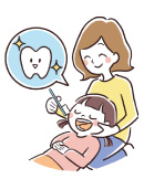 仕上げみがきをお母さんと