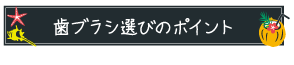 歯ブラシ選びのポイント